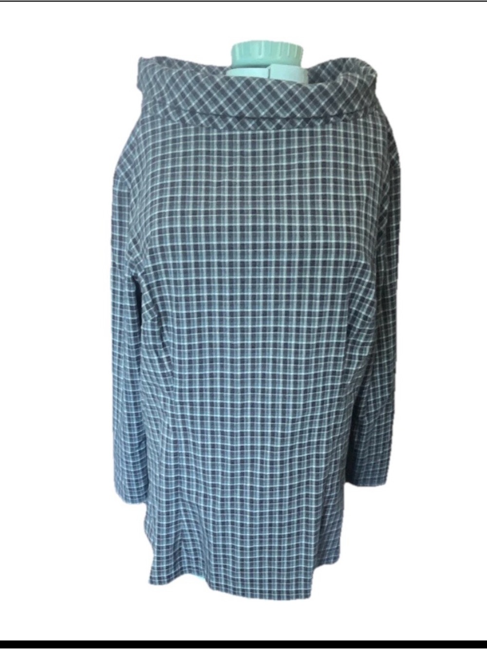 Pinup Couture Laura Byrnes 2017 Plaid Cowl Neck Long Sleeve Tunic - Blue Gray